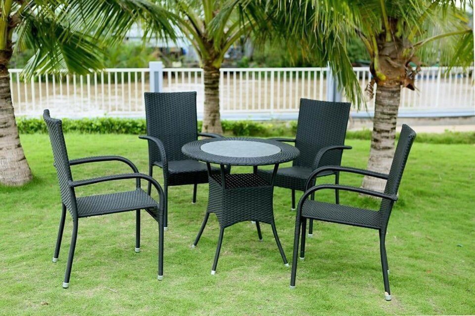 BÀN GHẾ NHỰA GIẢ MÂY 03