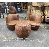 BÀN GHẾ TRỨNG SOFA MÂY NHỰA