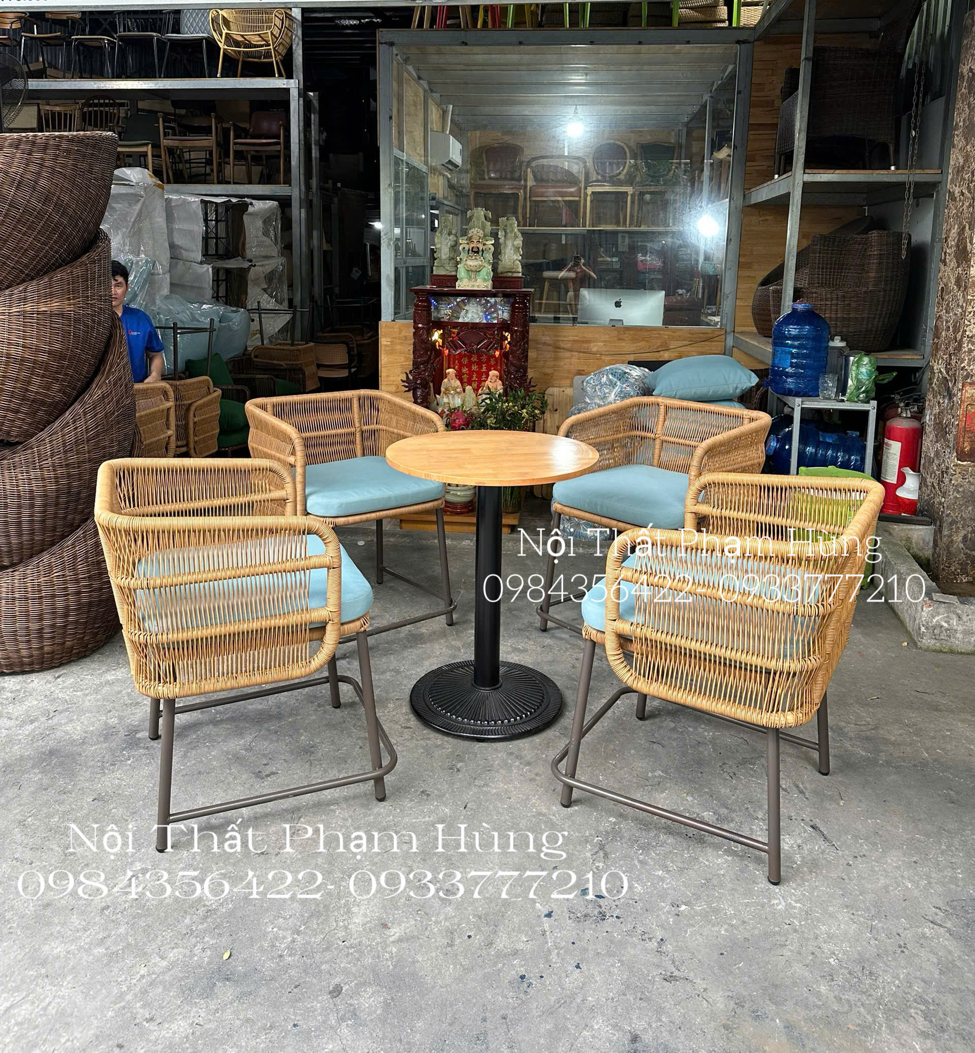 bàn ghế mây nhựa sân vườn