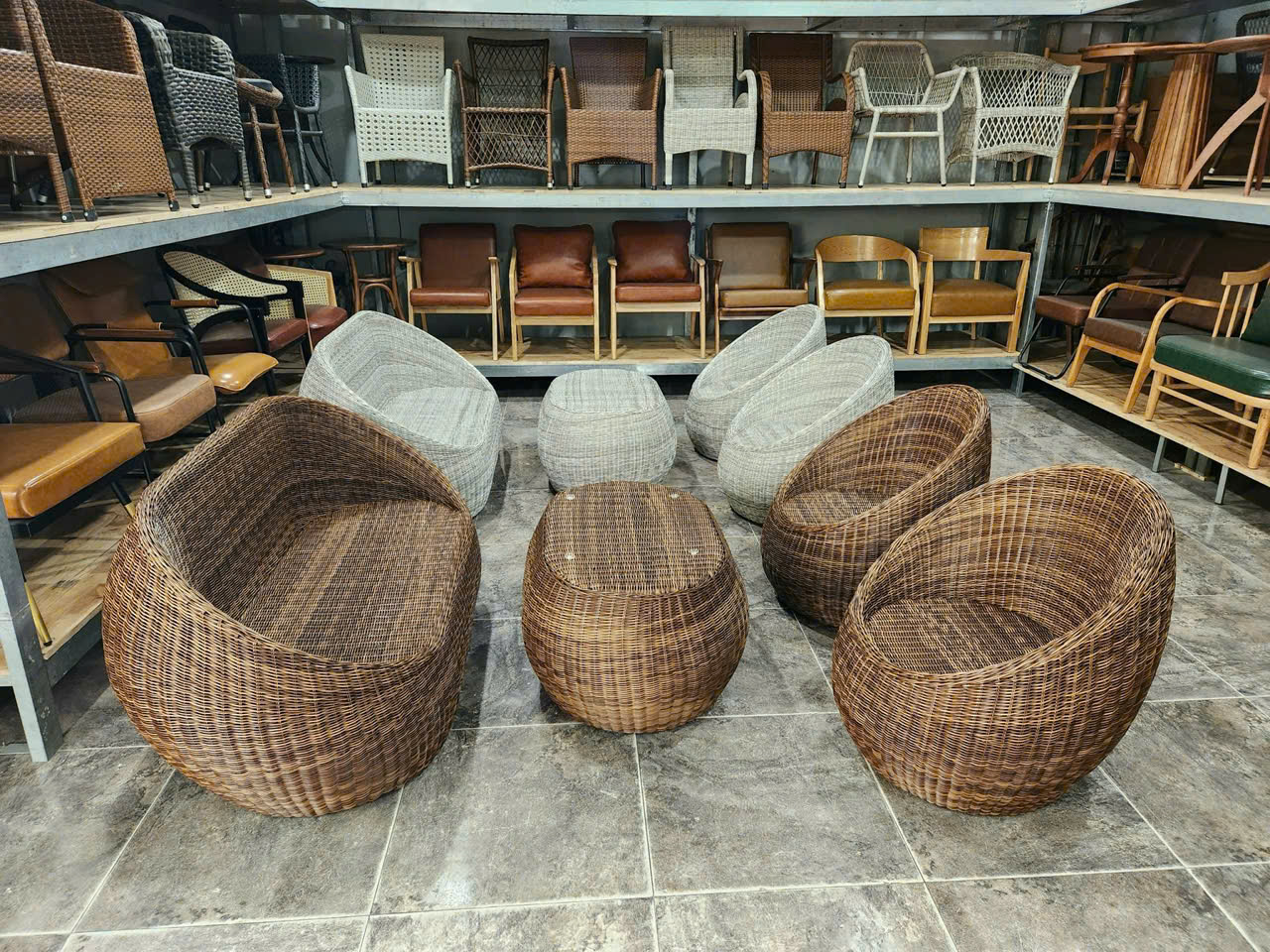 bàn ghế sofa mây nhựa sân vườn